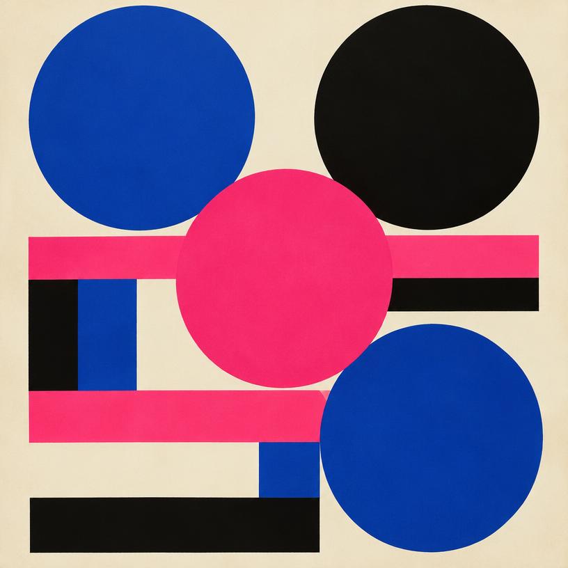 Swiss modernist composition of circles and bars